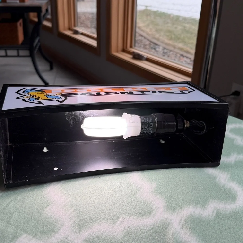 Retro Rocket Scientist Lighted Box Lamp - White and Orange with black body
